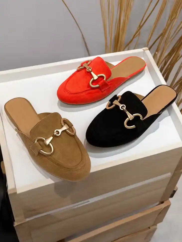JACKPOT HORSEBIT FLAT SLIP ON MULE - BLACK