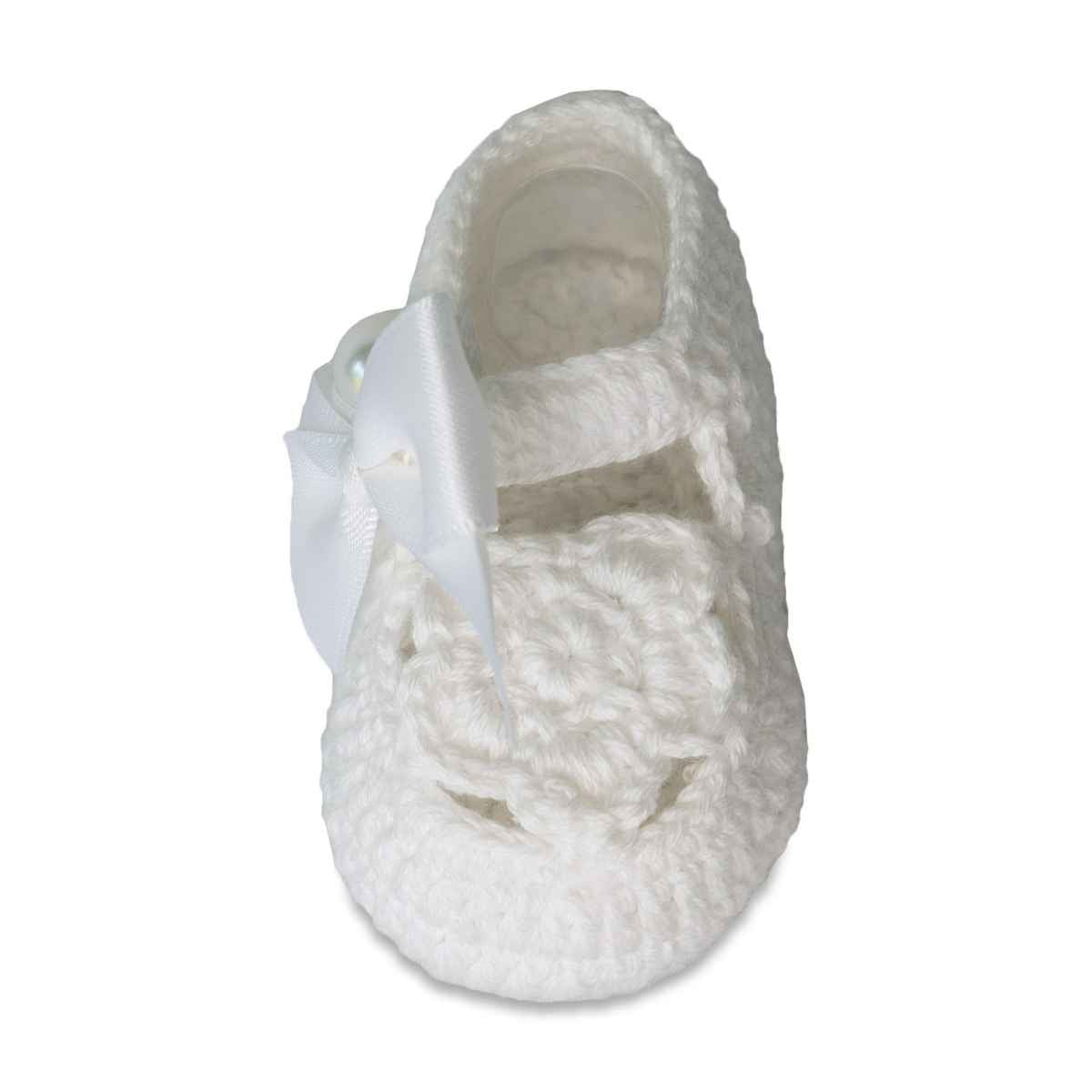 ELLA NEWBORN WHITE CROCHET BOOTIES WITH BOWS