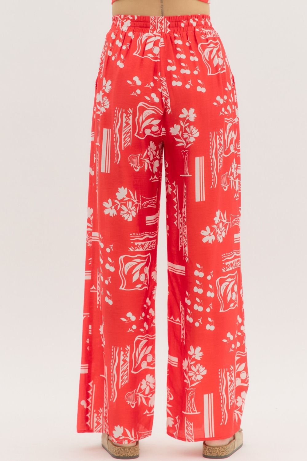 WIDE LEG PULL ON PANTS - RED