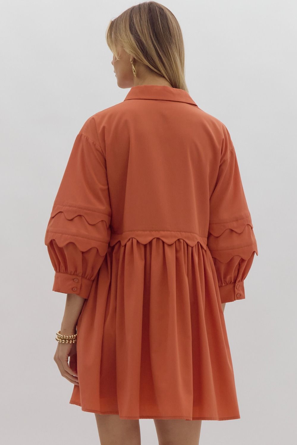 COLLARED MINI DRESS - PUMPKIN