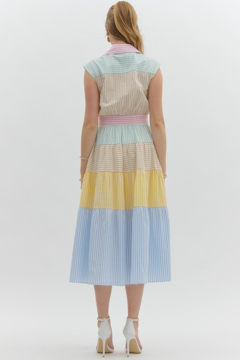 COLOR BLOCK STRIPED MAXI DRESS - MULTI