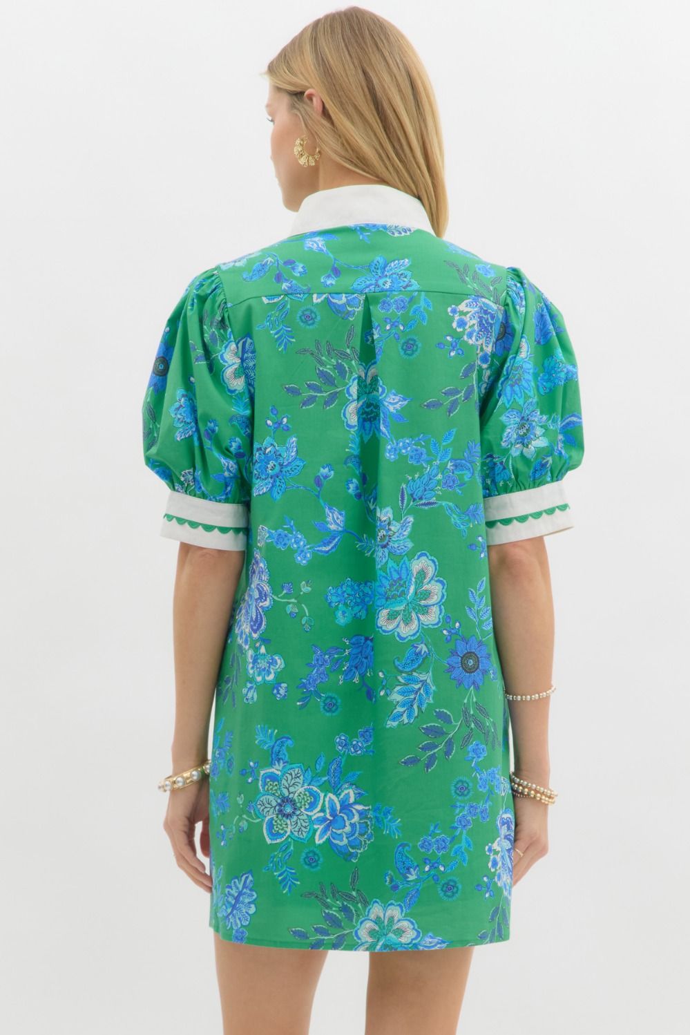 FLORAL PRINT MINI DRESS - GREEN