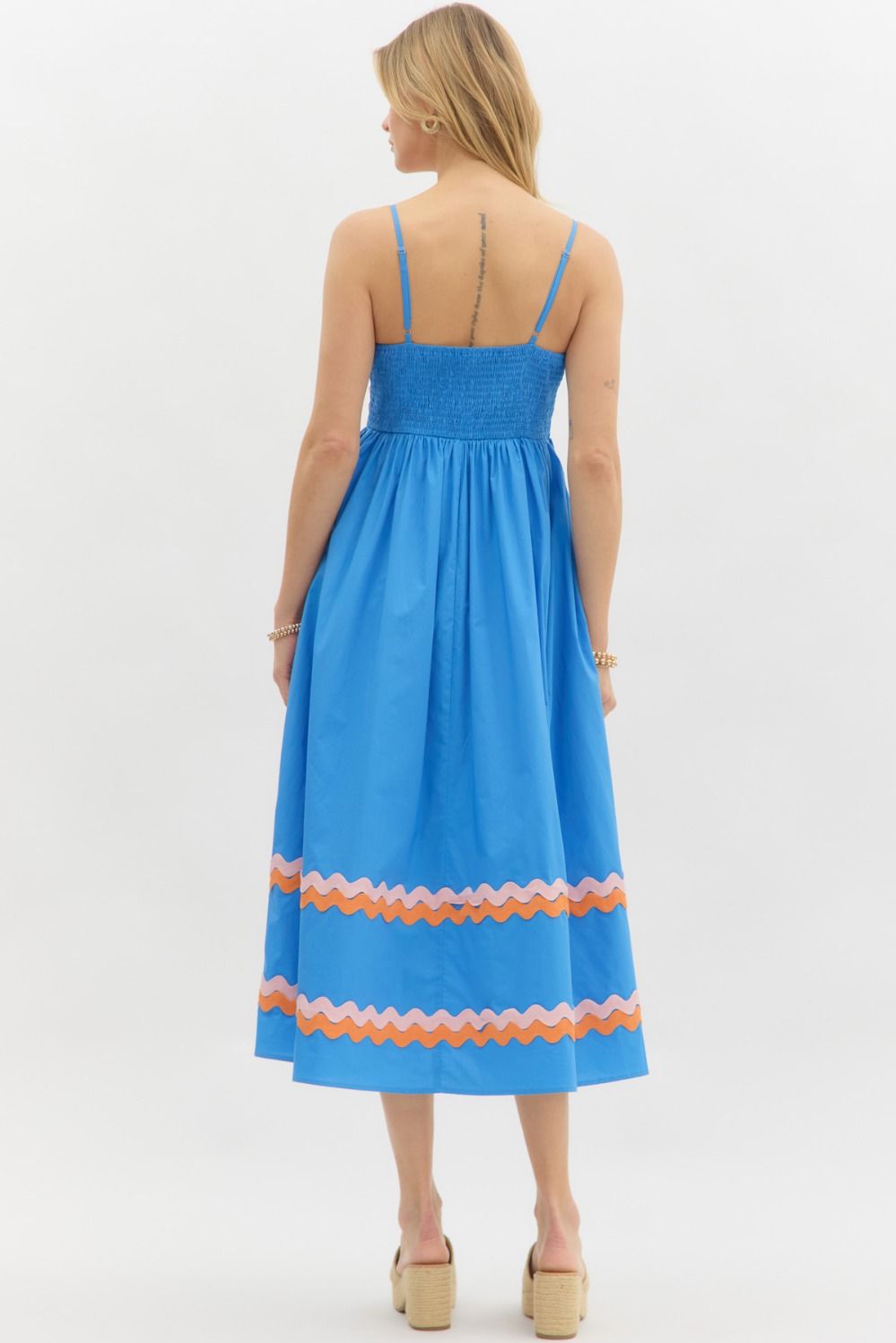 RIC RAC MIDI DRESS - BLUE