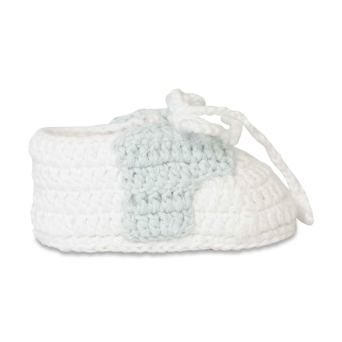 EVAN NEWBORN WHITE/LIGHT BLUE CROCHET BOOTIES