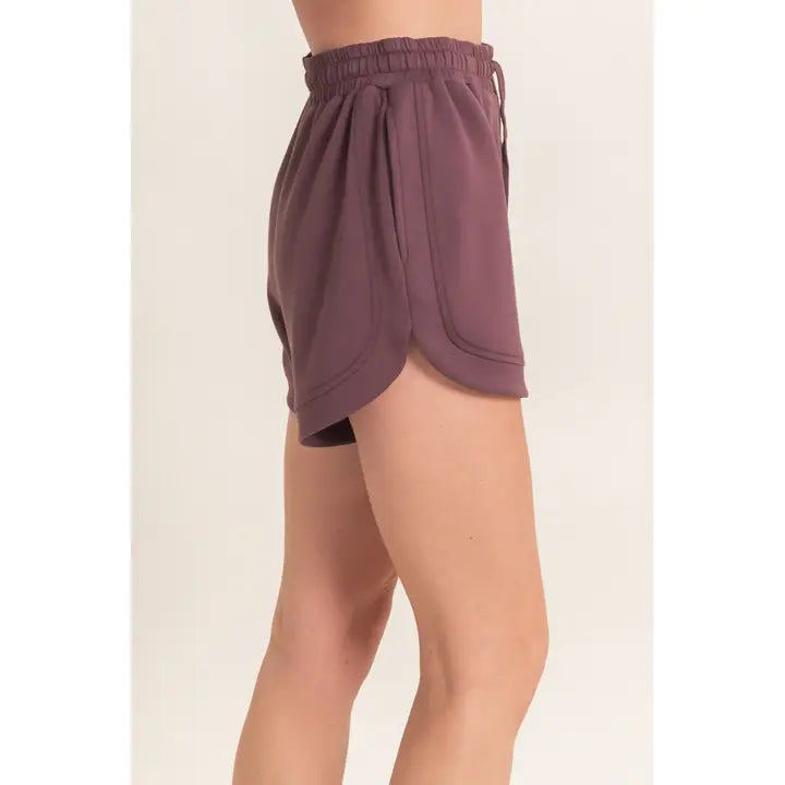 ELASTIC WAISTBAND SHORTS - HEATHER GRAY