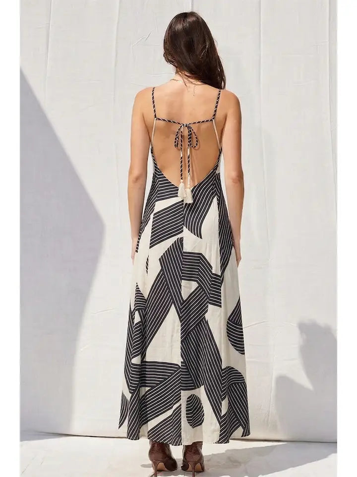 OPEN BACK MAXI DRESS - BLACK