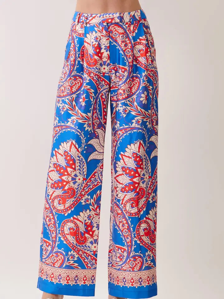 BORDER PRINT WIDE LEG PANT - MULTI