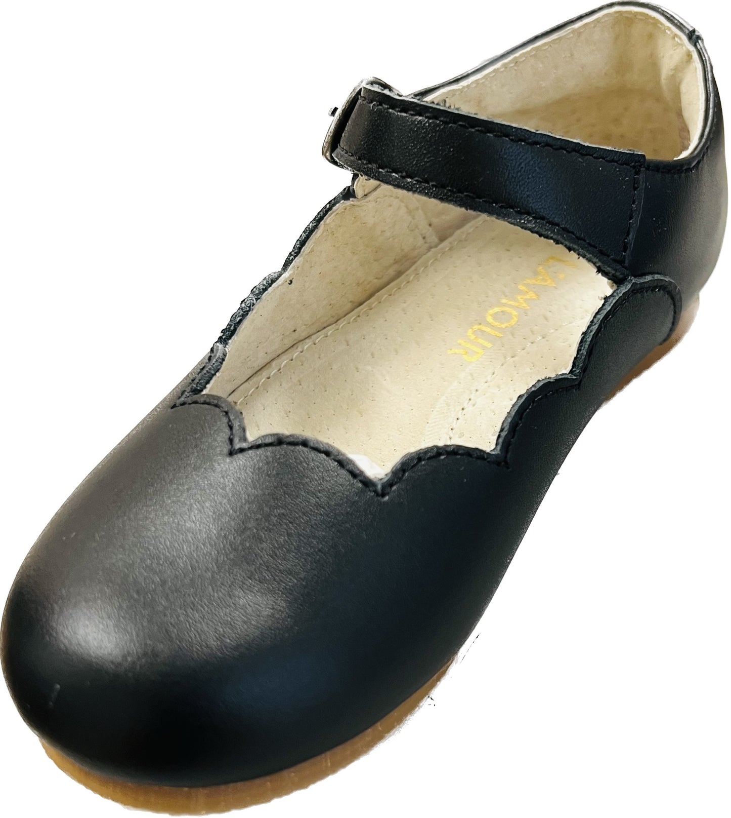 SONIA SCALLOPED FLAT - BLACK