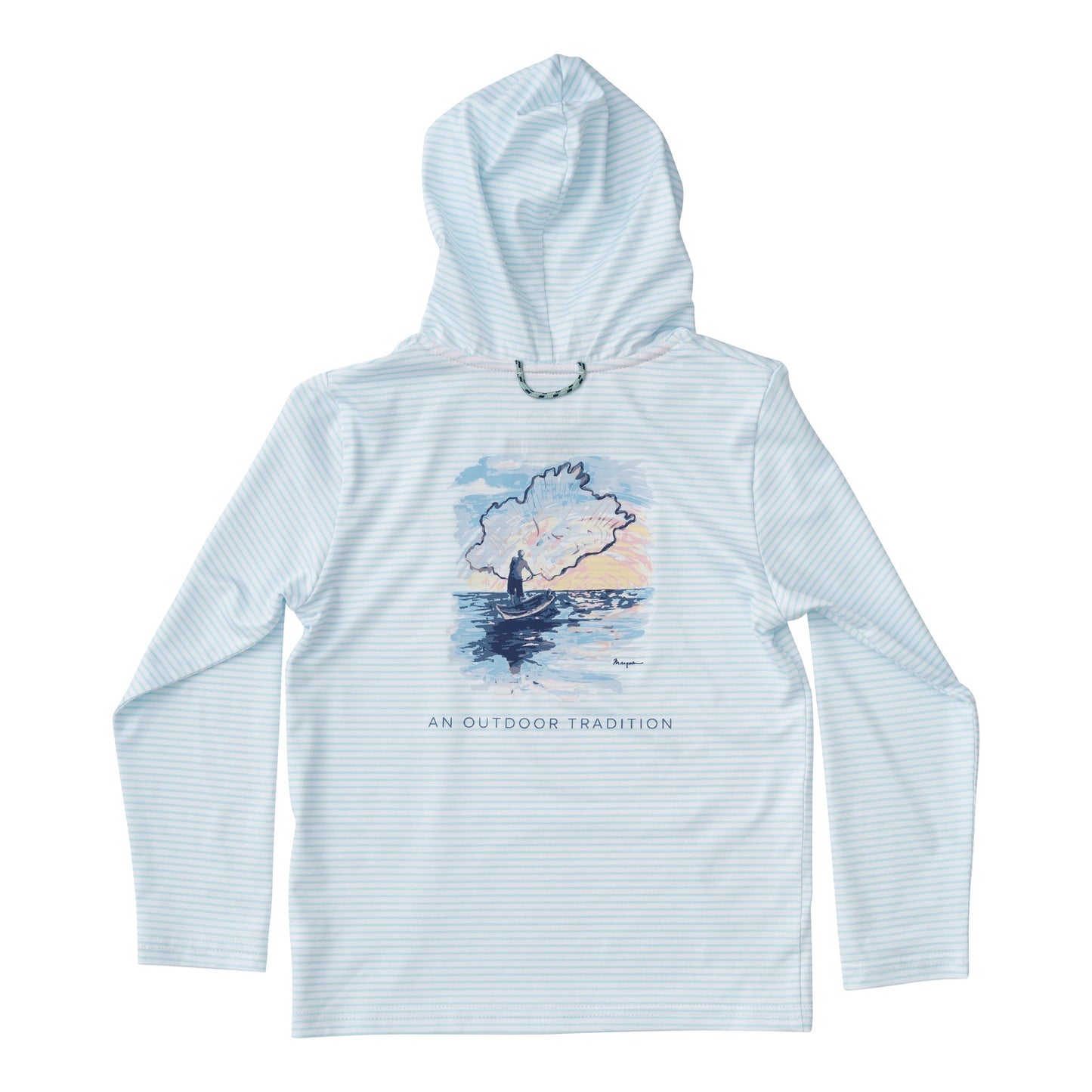 PRO PERFORMANCE HOODIE FISHING TEE - AQUAESQUE STRIPE