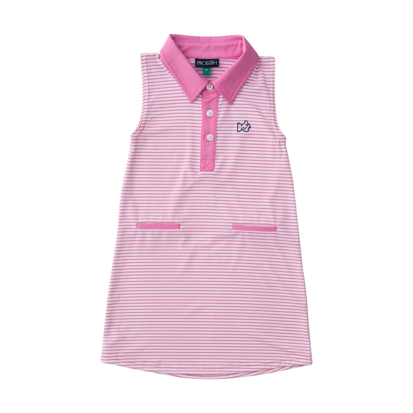 SLEEVELESS PRO PERFORMANCE POLO DRESS - FUCHSIA PINK STRIPE