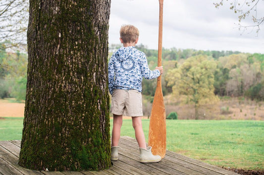 KID'S PRO PERFORMANCE HOODIE T-SHIRT - BLUE BREAK POINT CAMO