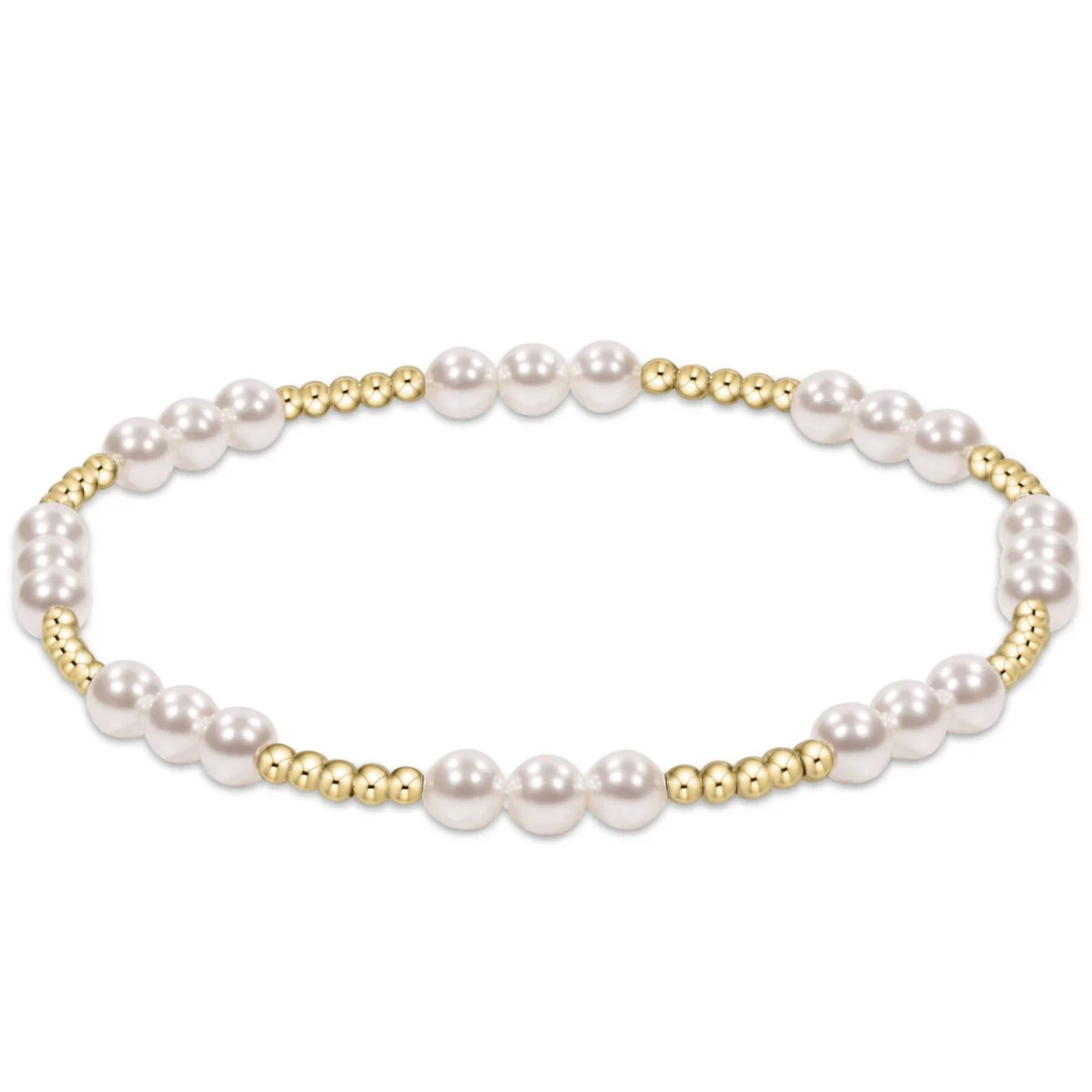 CLASSIC JOY PATTERN 4MM BEAD BRACELET - PEARL