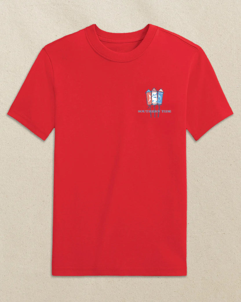 KIDS SKIPJACK FILL FIREWORK SS T-SHIRT - CHANNEL MARKER RED