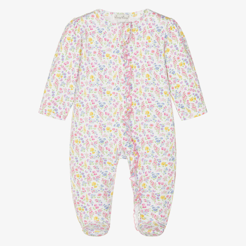 PASTEL GARDEN RUFFLE FOOTIE WITH ZIP