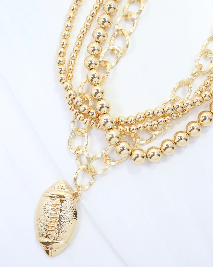 BREE BEADED LAYERED NECKLACE - FOOTBALL