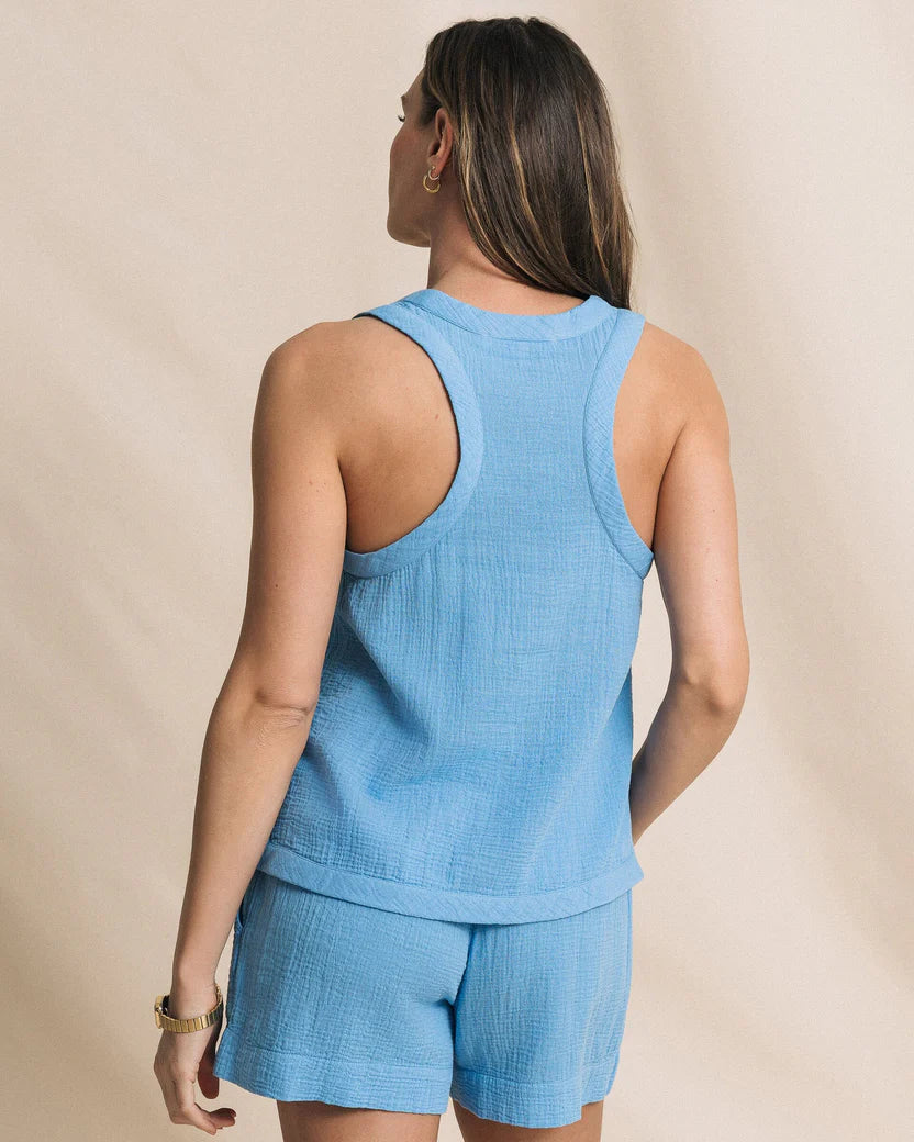 LEILA DOUBLE CLOTH SOLID TANK - OCEAN CHANNEL