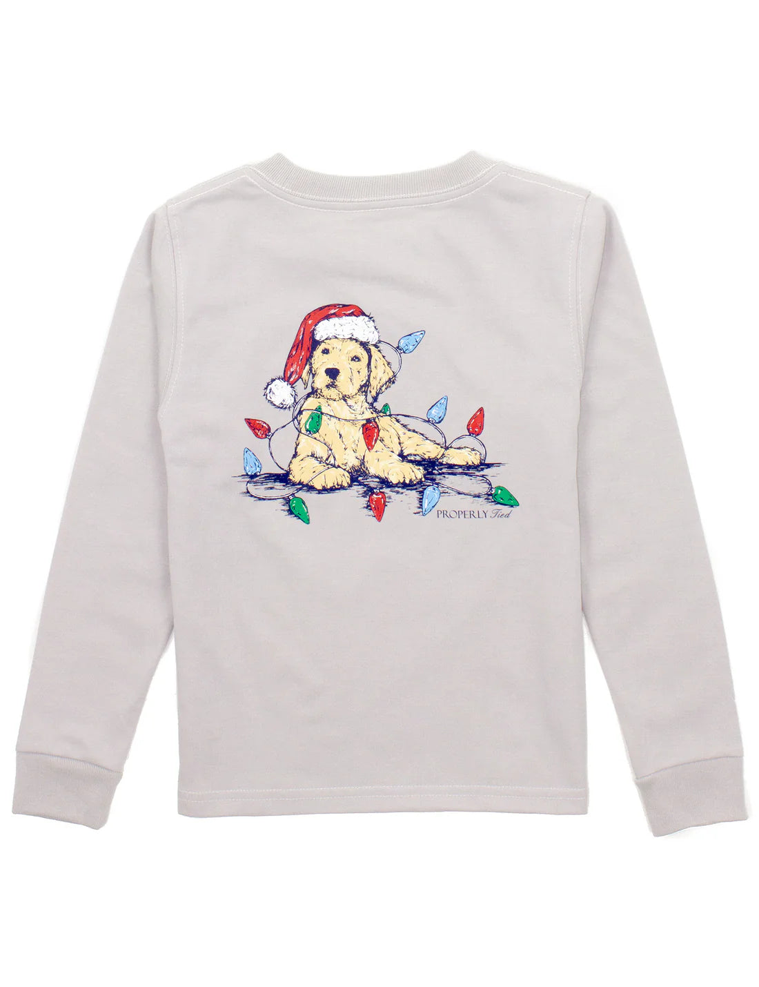 BOYS SANTA PAWS LS - ICE GREY