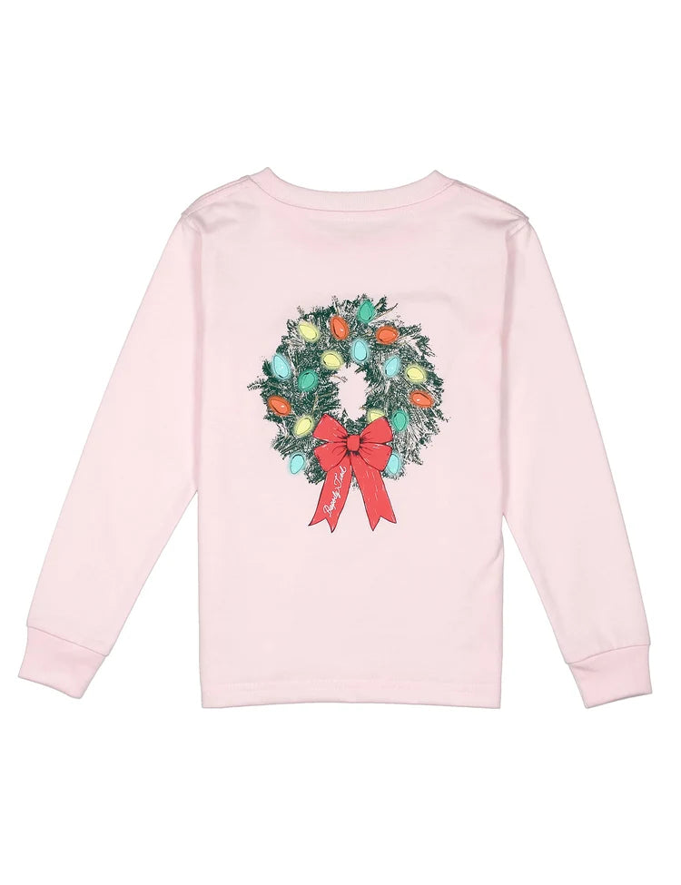 GIRLS WREATH LS TEE - ROSE