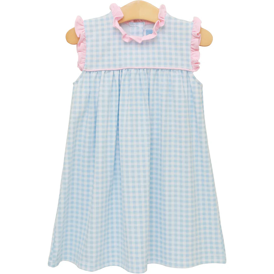 MEREDITH DRESS - LIGHT BLUE GINGHAM/LIGHT PINK