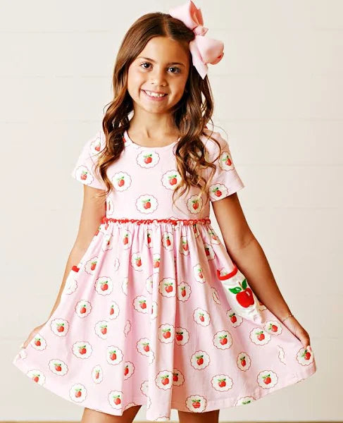 SWOON KIDS BACK TO SCHOOL APPLE POCKET DRESS