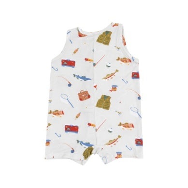 SLEEVELESS SHORTIE ROMPER - FISHING THINGS