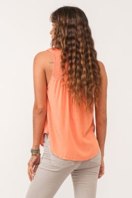 SMOCKED DETAIL RELAXED TANK - SWEET MANDERIN