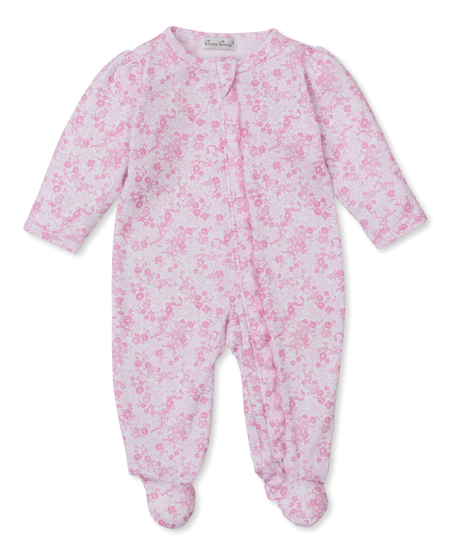 FOOTIE W/ ZIP - PINK ENGLISH ROSES