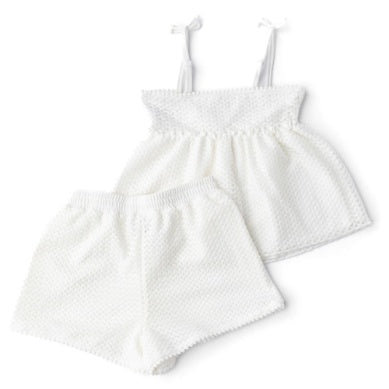 2 PIECE CROCHET SHORT SET - WHITE