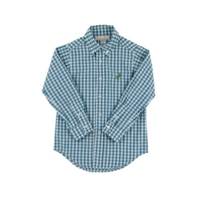 DEAN'S LIST DRESS SHIRT - BERNSLEY BLUE GINGHAM/GALLATIN GREEN