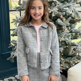 BUTTON UP JACKET - GRAY/PINK PLAID