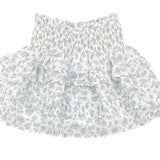 SMOCKED SKIRT - BLUE FLORAL SWISS DOT