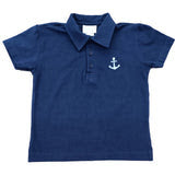 BLUE KNIT POLO W/ANCHOR