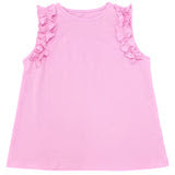 RUFFLED SLEEVELESS TOP - COTTON CANDY PINK