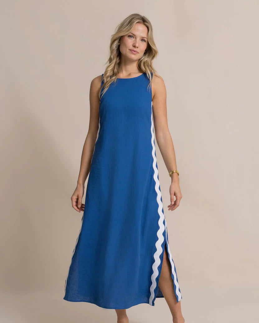 ZALIA SIDE STRIPE MAXI DRESS - NAUTICAL BLUE