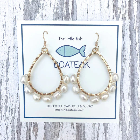 CLASS-SEA MINI SCHOONER PEARL WRAPPED EARRINGS - GOLD