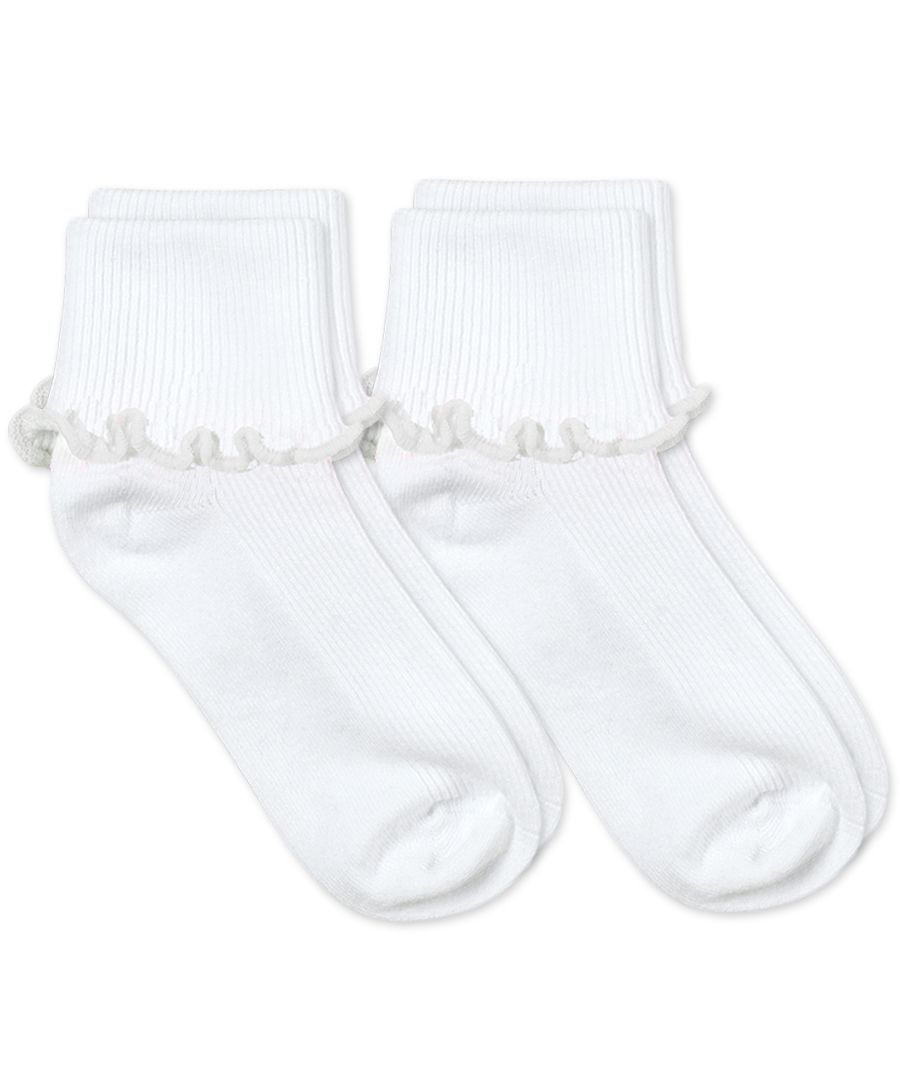 JEFFERIES SOCKS - SEAMLESS TOE TURN CUFF RIPPLE EDGE 2 PACK - WHITE
