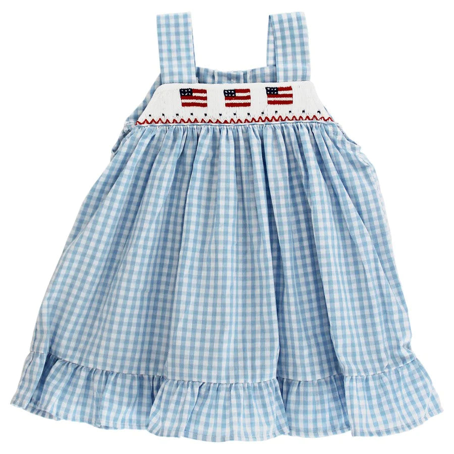 FLAG SUNDRESS - BLUE GINGHAM
