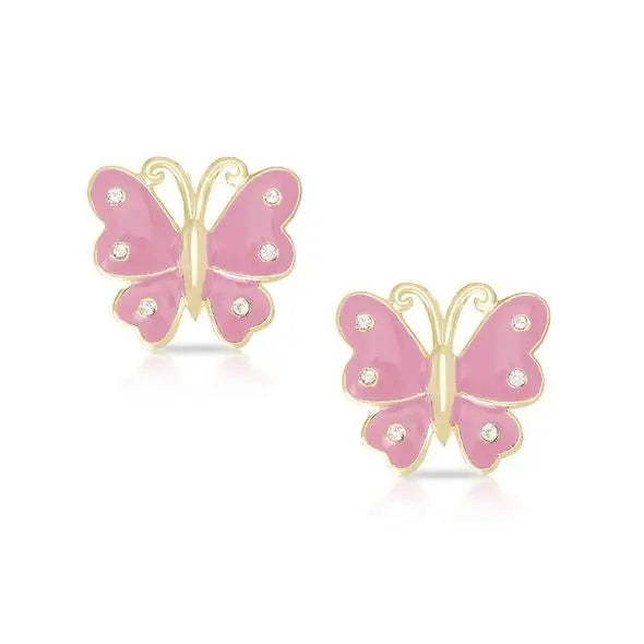 BUTTERFLY STUD EARRINGS WITH CRYSTALS