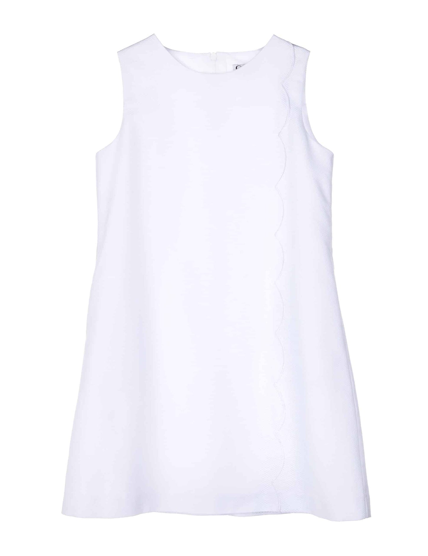 WHITE SCALLOP SUMMER TWILL DRESS
