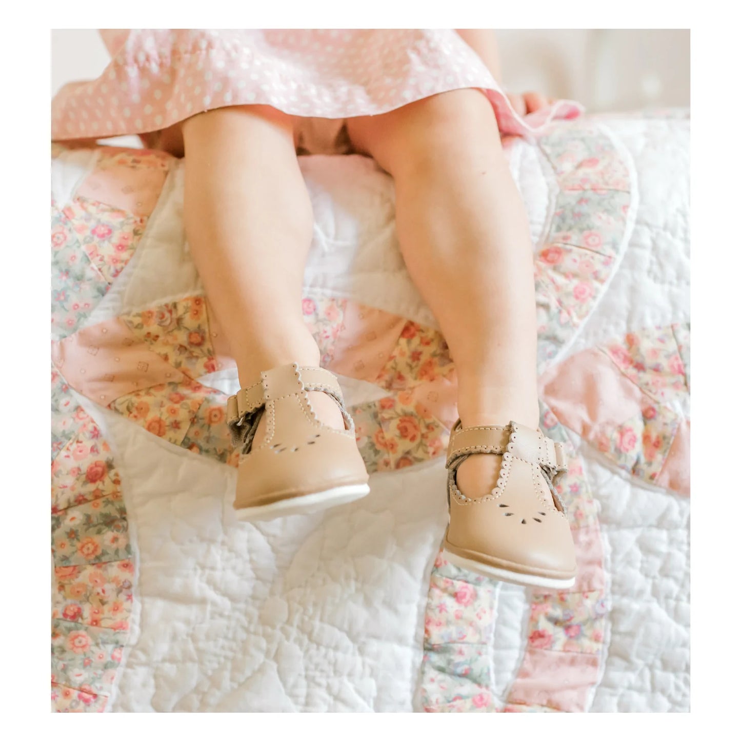 DOTTIE SCALLOPED T-STRAP MARY JANE - LATTE