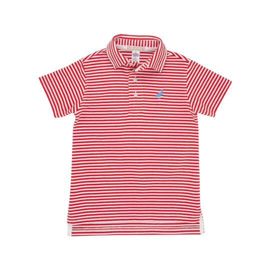 PRIM AND PROPER P0L0 SS PIMA - RICHMOND RED STRIPED/BARBADOS BLUE