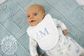 BELLYFUL BIB - WORTH AVENUE WHITE W/ BUCKHEAD BLUE PICOT TRIM