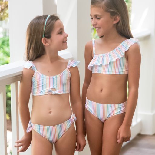 TWO-PIECE KNOT SWIM - RAINBOW STRIPE