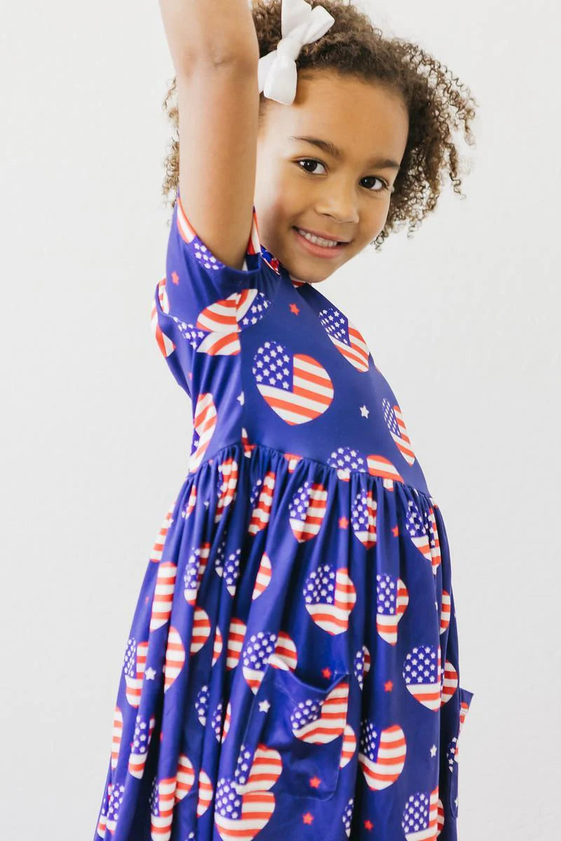 I HEART THE USA S/S POCKET TWIRL DRESS