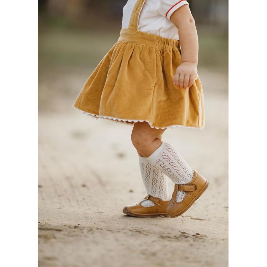 DOTTIE SCALLOPED T-STRAP MARY JANE (BABY) - MUSTARD