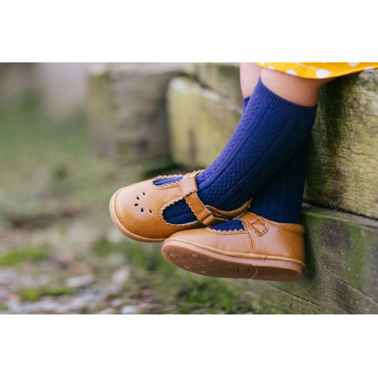 DOTTIE SCALLOPED T-STRAP MARY JANE (BABY) - MUSTARD