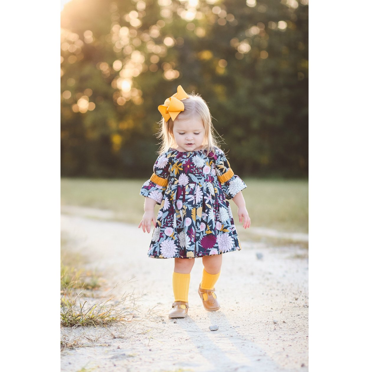 DOTTIE SCALLOPED T-STRAP MARY JANE (BABY) - MUSTARD