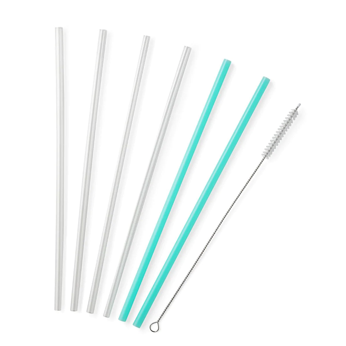 LONG REUSABLE DRINKING STRAWS SET - CLEAR AND AQUA