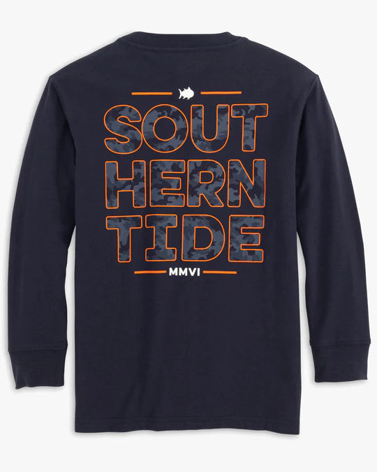 KIDS CAMO STACK LS T-SHIRT - TRUE NAVY