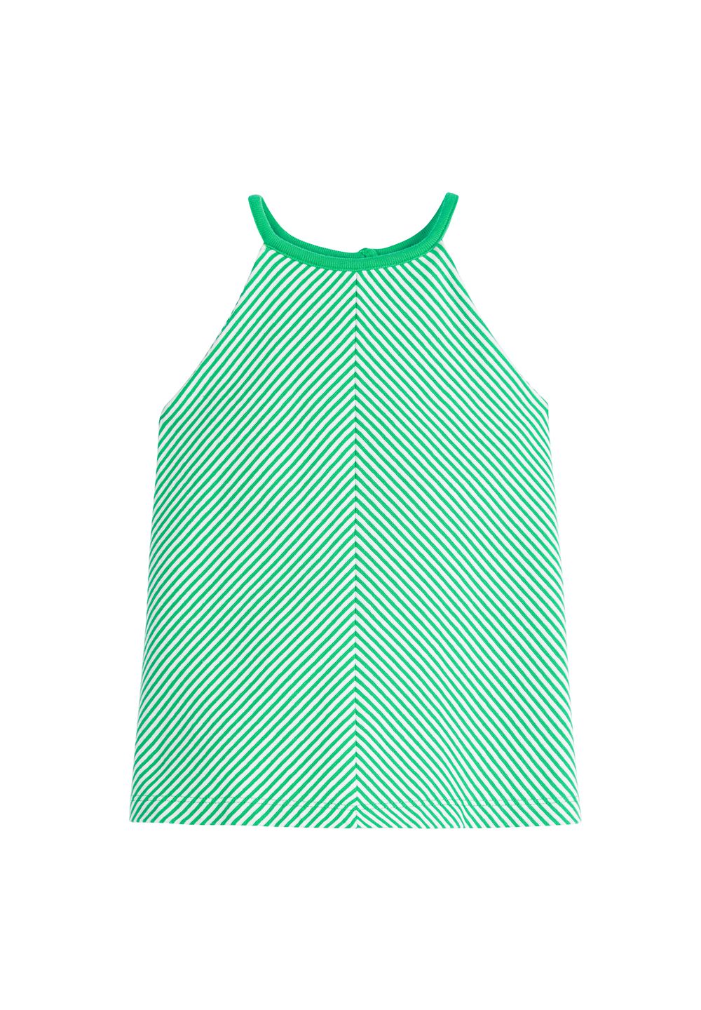 MIXED STRIPE HALTER - KELLY GREEN